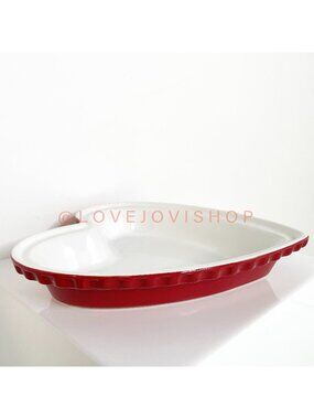 Valentine | Red Heart Shaped Pie Dish or Servingware | Fluted Stoneware Chantel
